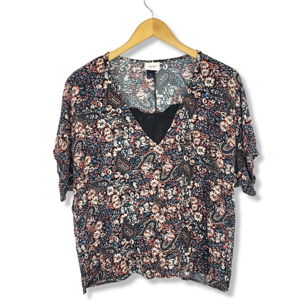 Daytrip Multicolored Floral Boho Blouse Size Medium